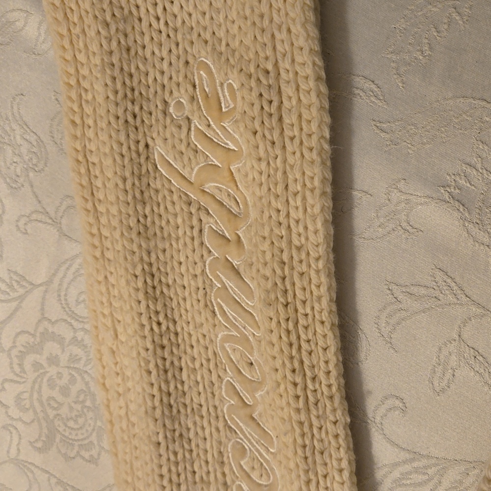 ABERCROMBIE AND FITCH ANGORA BLEND SCARF KNIT CREAM 80" - Picture 4 of 8